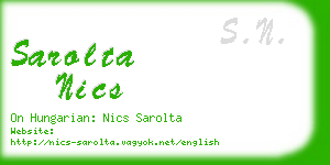 sarolta nics business card